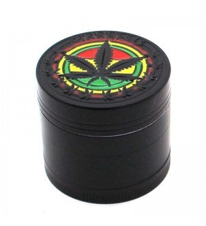 4 Piece Grinder - Black Rasta Leaf image 0