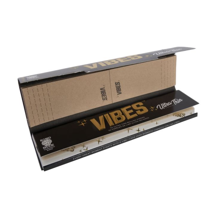 Vibes Ultra Thin King Size Papers With Tips - Black image 2