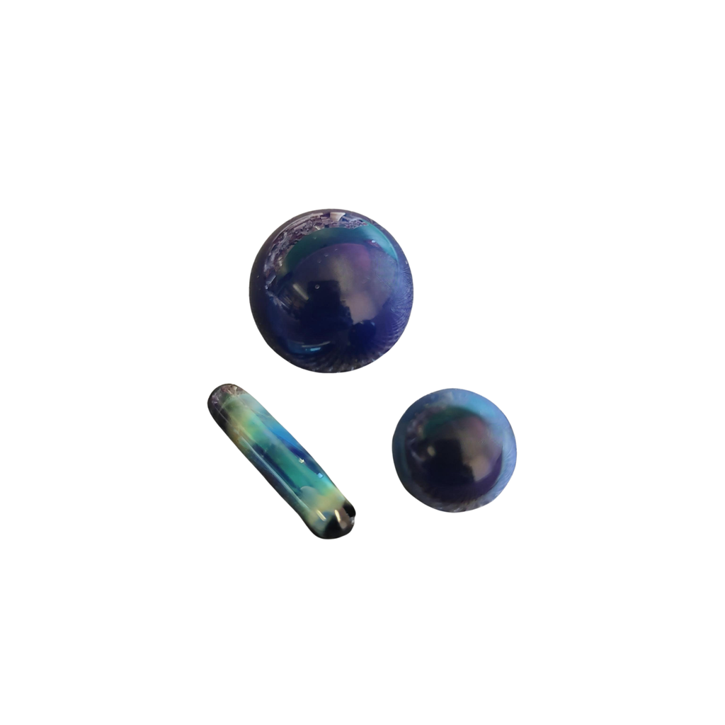 Glass Charlie Marble & Pillar Set - Amber Purple