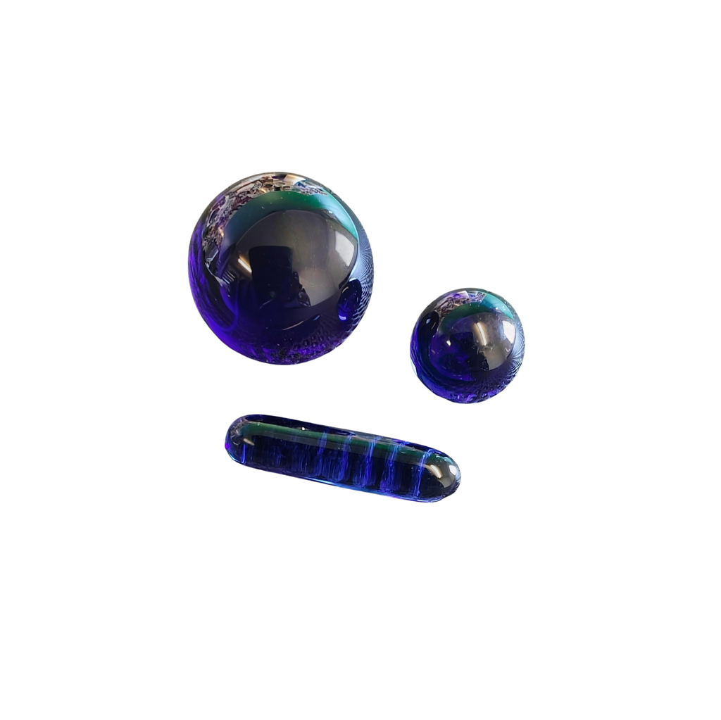 Glass Charlie Marble & Pillar Set - Cobalt Blue
