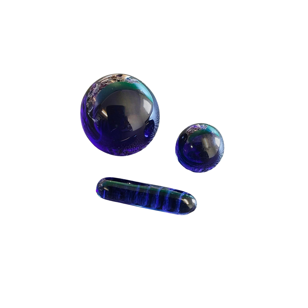 Glass Charlie Marble & Pillar Set - Cobalt Blue