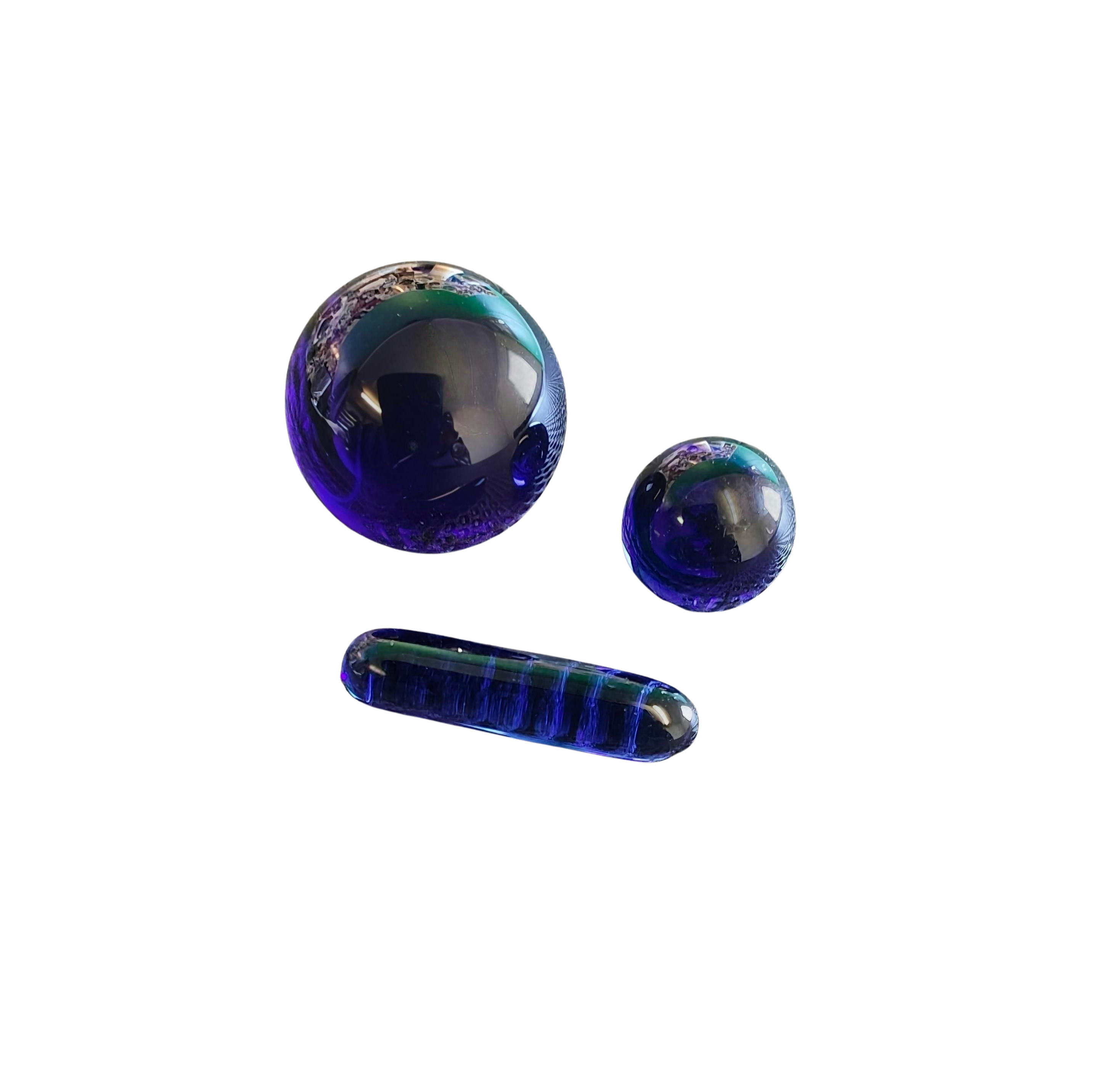 Glass Charlie Marble & Pillar Set - Cobalt Blue